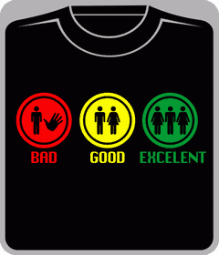 Прикольные футболки: trafick - bad good excelent